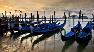 Picturesque Venice - paint gondolas by the harbour