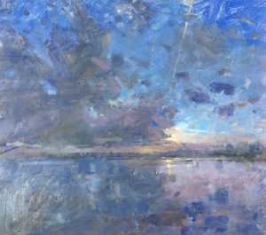 Richard Pikesley Flood, Evening Sky, Frome Valley 18 x 20 oc