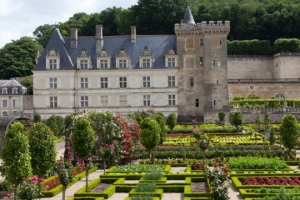 Gardens and Chateau de Villandry  in  Loire Valley in France