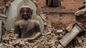 buddha in rubble