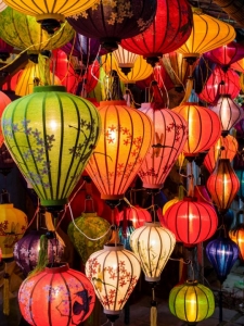 Traditional oil lamps in Hoi An, Vietnam