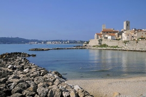 Mediterranean sea and walled town of Antibes